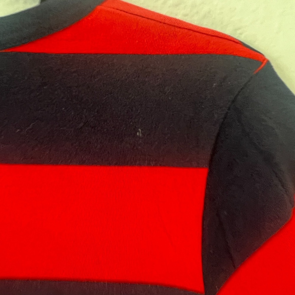 Tory Sport Sz S Womens Crewneck T-Shirt Red Navy Stripes Casual Preppy Heart - Picture 6 of 11